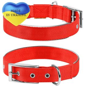 Red Nylon Reflective Dog Adjustable Dog with Metal Buckle L Size 18-22 inch Neck Heavy Duty for Medium Large Dogs